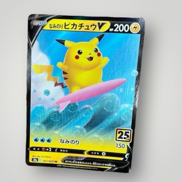Surfing Pikachu V 25th Anniversary Edition 021/028 Pokemon Card MD-7 F/S - Picture 7 of 9